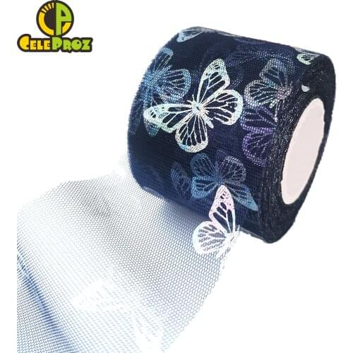 6cm Butterfly Tulle Roll 25Yards Iridescent Mesh Ribbon DIY Handmade Craft Tutu Bowknot Wedding Birthday Deco Fabric Supplies