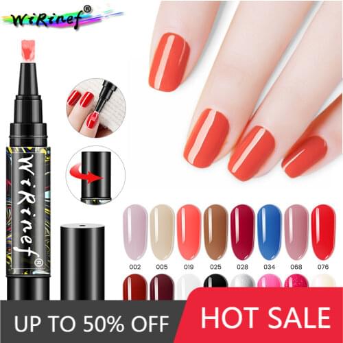WiRinef Newest 3 In 1 Gel Nail Varnish Pen Glitter One Step Nail Art Gel Polish Hybrid Easy To Use UV Gel Lacquer 16 Colors