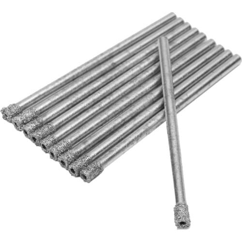 XNEMON 3mm 1/8" Diamond Coated Drill Bit Set Hole Saw Core Drills For Glass Marble Tile 50mm Length 50pcs