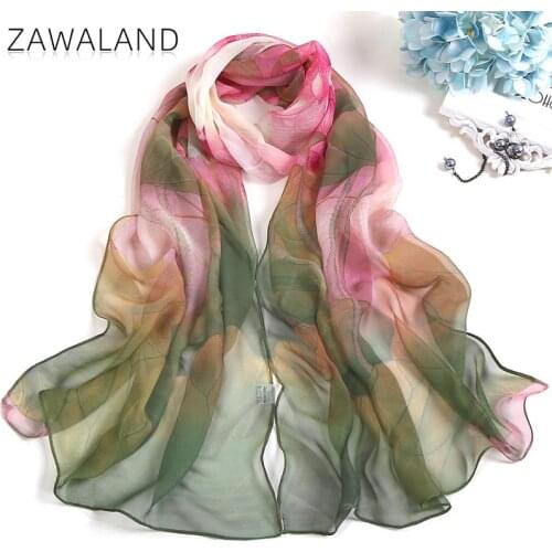 Zawaland 2021 Spring Summer Lotus Scarf Travel Street Seaside Beach Long Scarf Fashion 3D Printed Women Casual Scarves