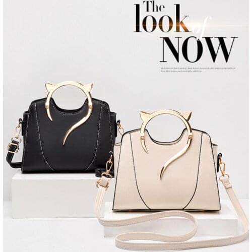 Genuine Leather Bag A Woman Pure Color Cat Ear 2021 New Fairy One Shoulder Portable Versatile Cross-body Bag Free Delivery