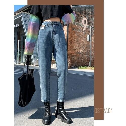 Jeans women 2020 new autumn and winter high waist loose straight radish Harlan outer wear pants