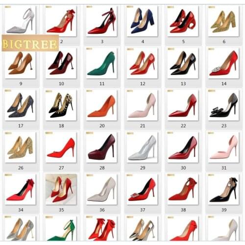 103 style BIGTREE women pumps 618 color 9.5CM 10CM 10.5CM wedding PU leather Thin high heel Pointed Toe womens shoes