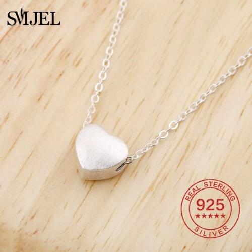 SMJEL 925 Sterling Silver Necklace Womens Lovely Heart Pendant Necklace Solid Silver Necklace Girl Fashion Jewellery Gifts