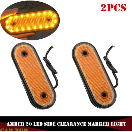 2PCS 20LED Side Marker Light Amber Indicator Light Lamp Caravan Truck Trailer Lorry Van Marker Lights 24v LED Lights For Truck
