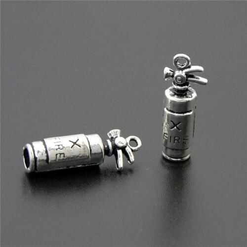 20pcs Silver Color Fire Extinguisher Charms Flame Pendants Tool DIY Handmade Firemens Gift Jewelry Making Accessories