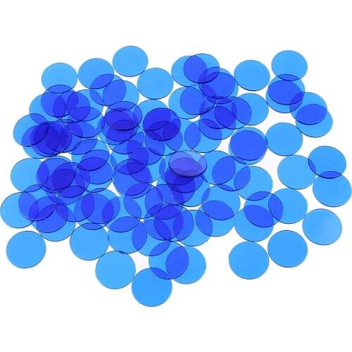 200 Pieces Plastic Bingo Chips Transparent Counters Counting Board Game Blue