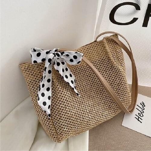 2021 Casual Straw Large Capacity Beach Tote Wicker Women Shoulder Bags Rattan Handbags Summer Beach Bag Travel Big Purses Female