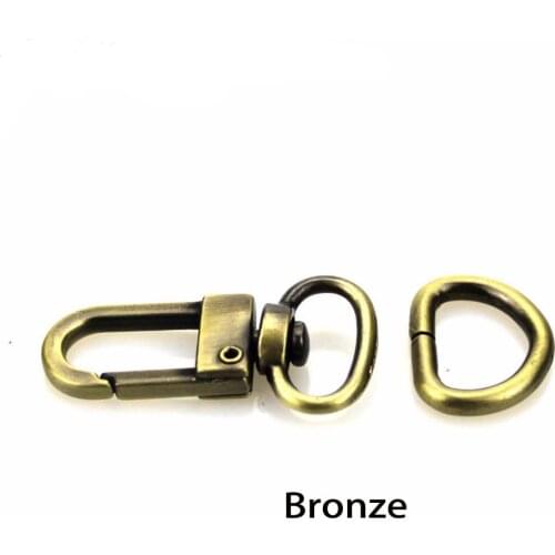 10pcs 4 colors 1/2 inch 12 mm Bronze Golden Silver bag parts & accessories luggage bag buckle snap hook lobster clasp+D ring