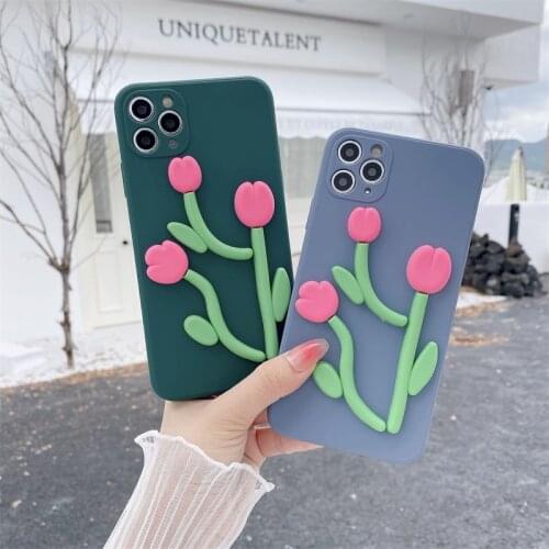 3D Tulip flower Soft silicone Phone Case For Vivo Y85 V11i Y91C V15 X50 Pro Y11 Y17 Y15 Y12 Y19 Z5X Y20 V20SE S10 Y51 2020 Y70S