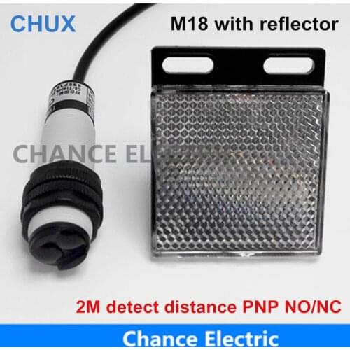 Free Shipping Photoelectric Sensor pnp E18-3B2PA PB 3 Wire 2m Distance Mirror Type Reflector Infraid Switch