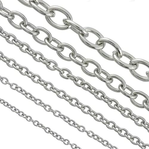 1Pcs Width1.5-4.5mm Stainless Steel Cross O Chain Women Men Necklace Finding Pendant DIY Wholesale Jewelry 40-100cm Dropship
