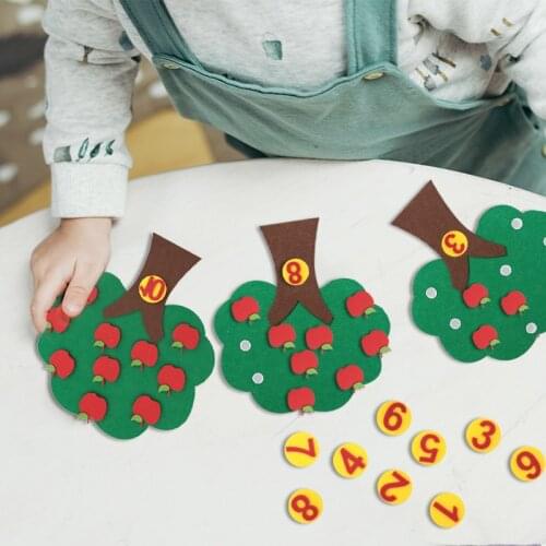 Child Toys Apple Tree Match Digital Teaching Non-Woven Puzzle Math Toy Creative Educational Toy For Kindergarten Kids