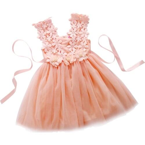 Kids Baby Girl Party Lace Tulle Flower Tutu Dress 2-6Y Pageant Princess Dress Sleeveless Gown Fancy Dresses Sundress Clothes