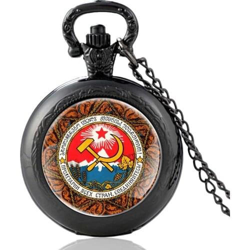 Union Of Soviet Socialist Republics Design Vintage Quartz Pocket Watch Men Women Sickle Hammer USSR Pendant Necklace Hours Clock