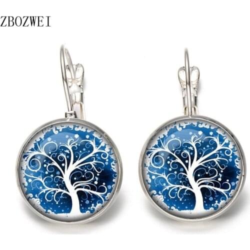 Heat! 2018 Romantic Tree of Life Glass Cabochon Earrings Women Fashion Glamour Earrings Clothing Accessories Jewelry