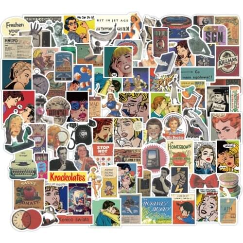 100pc/Lot Classic Retro Vintage PosterTravel Stickers For Luggage Suitcase Skateboard Motor Car Styling Waterproof Stickers
