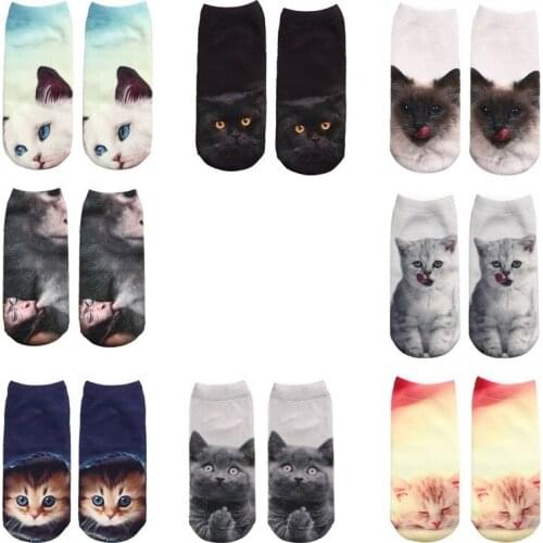 1 Pair Creative 3D Cat Pattern Socks Women Girls Kid Cotton Soft Short Sock Cartoon Pattern Boat Sock Ankle Sock