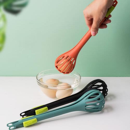 Multifunction 3in1 Manual Egg Beater Meal Clip Kitchen Tongs Bake Tools Salad Stir Stick Spaghetti Spoon Kitchen Gadget