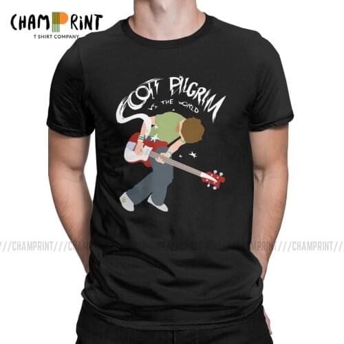 Mens Scott Pilgrim VS The World T Shirts Pure Cotton Clothes Humor Short Sleeve O Neck Tee Shirt Graphic T-Shirt