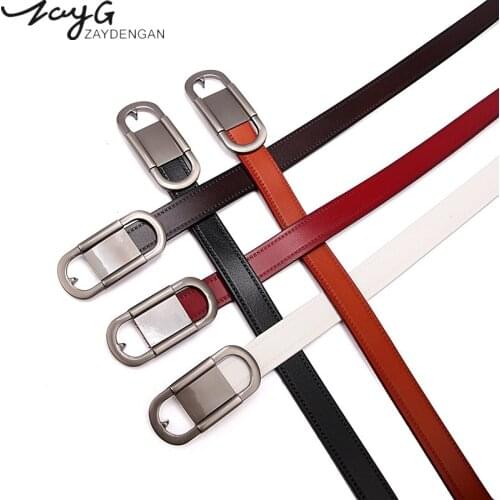 ZAYG Genuine Leather Men and Women Belts Jeans Belts for Fine Simple Luxury Strap Leather Female Belt Fashion Pin Buckle Belt