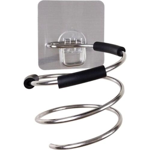 Adhesive Wall Mount Hair Dryer Holder Rack Blower Organizer Shelf Stainless steel Spiral Stand Storage For Bathroom Barber