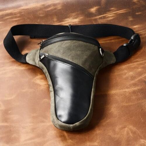 2020 new retro waist and leg bag mens leather multi-function charter motorcycle saddle bag riding leg bag mobile phone bag