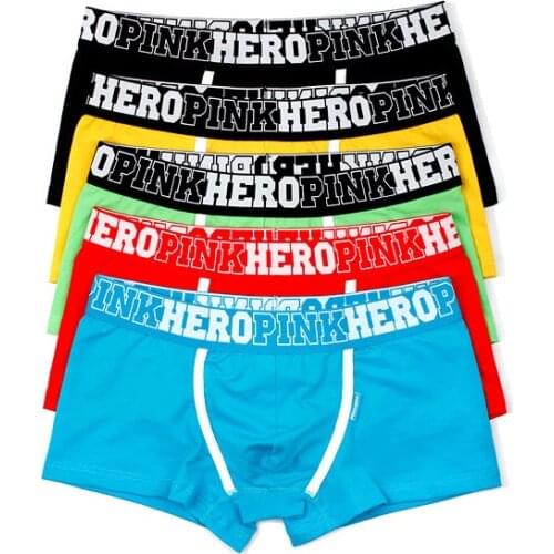 Pink Heroes Underwear Mens Boxer Shorts Male Panties Fashion Underpants Cotton Comfortable Breathable Sexy U-shaped Pouch