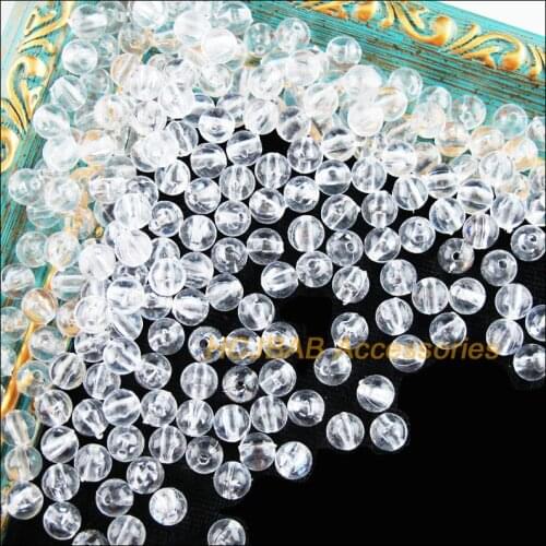 300Pcs Clear Limpid Acrylic Round Spacer Beads Charms 6mm