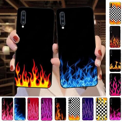 Colorful flame fire transparent Phone Case For Samsung Galaxy A50 A10S A20 A20E A20S A30S A40 A51 A70 A30 A7 A9 A71 Mobile Cover