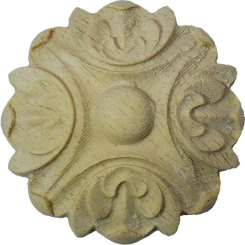 Retro Vintage Exquisite Floral Woodcarving Decal Onlay Applique Decorative Sculpture for Furniture Cabinets Wooden Miniatures