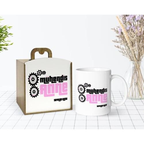 Tailor-made In Wooden Box Mother 'S Day Themed Engineer Mother Design White Mug Bardak-1