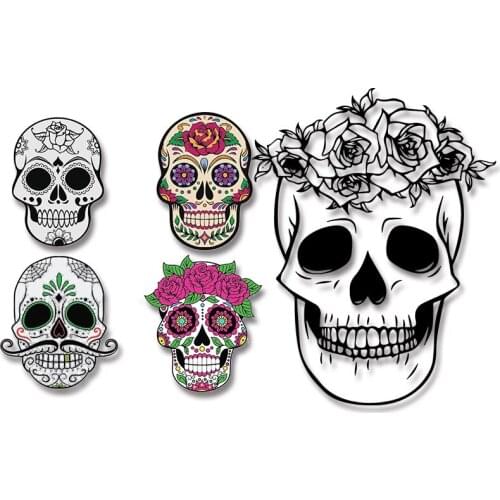 Dark skull flower personality print Heat Vinyl Ironing Stickers Decor On T-Shirt Clothing Printing Garment Accessories diy patch