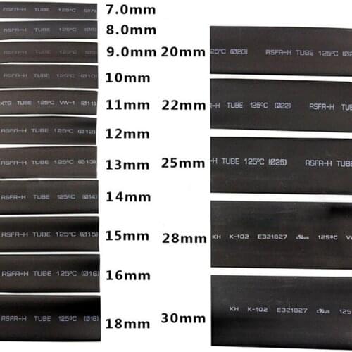 7MM 10MM 12MM 18MM 20MM x 1m Black/Red/Transparent Heat Shrink Tube 2:1 Shrinkable Tubing Sleeving Wrap Wire kits