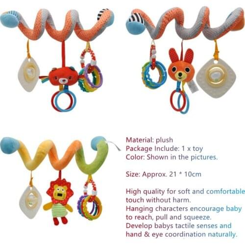 Hanging Spiral Rattle Stroller Cute Animals Crib Mobile Bed Baby Toys Newborn Educational Toy for Children Rattles Bed Bell