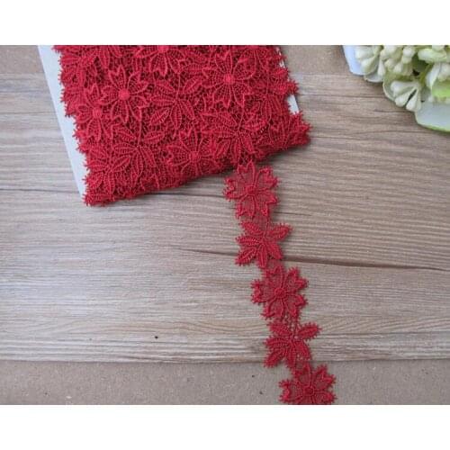10 Yards Embroidered Lace Fabric Red Lace Trim Ribbon Handmade DIY Sewing Craft For Costume Garment Decoration 3.5cm