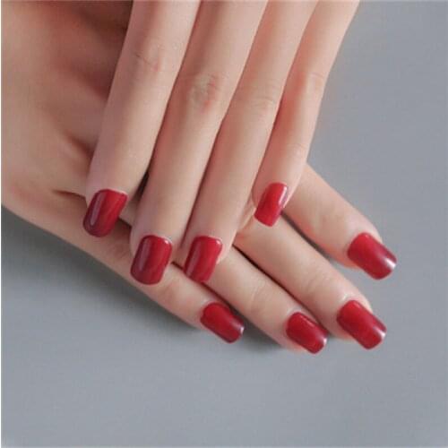 24 pcs wearable nail piece finished nail pure color stickers piece Pointed wear-resistant removable full cover nail art supplies