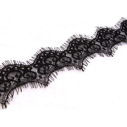 5.5*300cm wide Black/white Eyelash Lace Handmade DIY underwear Eyelash lace fabric Sewing Decoration Accessories