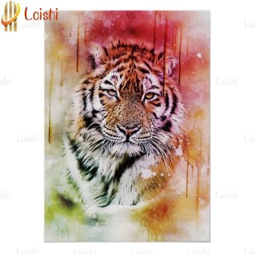 Diamond Embroidery Color graffiti Lion Cross Stitch Diamond Painting Rhinestone Full Square round stones Beadwork Diamond Mosaic