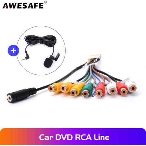 AWESAFE Car Stereo Radio RCA Output Wire Aux-in Adapter Cable External Microphone