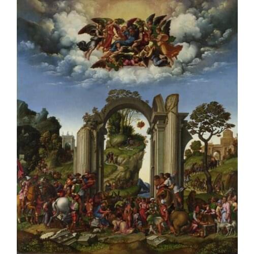 Free shipping wall art decoration picture classical Roman temple angels canvas prints printed on canvas