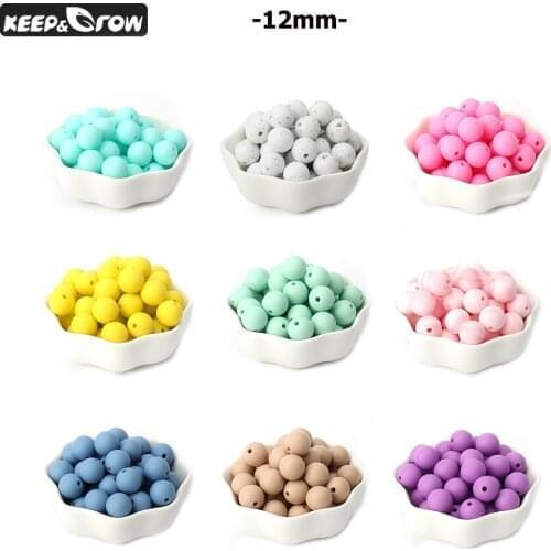 Keep&Grow 1000Pcs Round Silicone Beads 12mm Baby Teething Bead Nursing DIY Jewelry Pacifier Chain Tools Baby Teether BPA Free