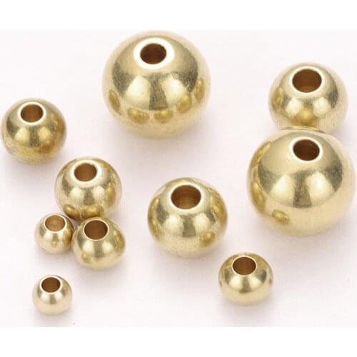 50pcs Original Brass Round Ball Space Beads 3/4/5/6/8mm Bracelets Loose Charm Bead for DIY Necklaces Jewelry Making Accessories