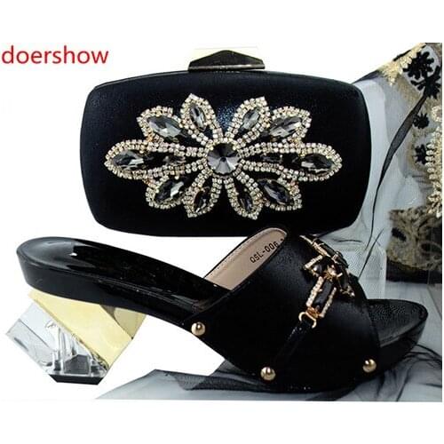 Doershow fashion style 2018 new coming Italian matching shoe and bag set african wedding teal shoe and bag sets for women!SH1-39
