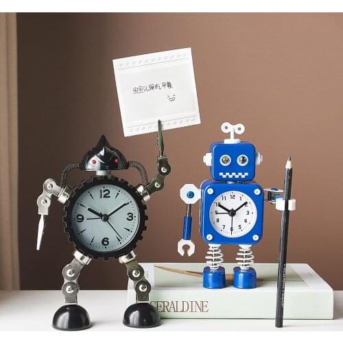 Home Decoration Robot Alarm Clock Multi-color Robot Model Study Bedroom Countertop Decor Children Birthday Gift Bedside Clock
