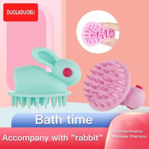 DUOLADUOBU New Baby Shampoo Brush Cute Cartoon Scalp Massage Brush Bunny Scalp Cleaning Brush Baby Hair Care
