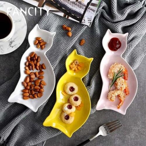 FANCITY Nordic Ceramic Seasoning Dessert Plate Modern Minimalist Hotel Cafe Breakfast Fruit Dessert Sushi Snack Tray Kitchen Tab