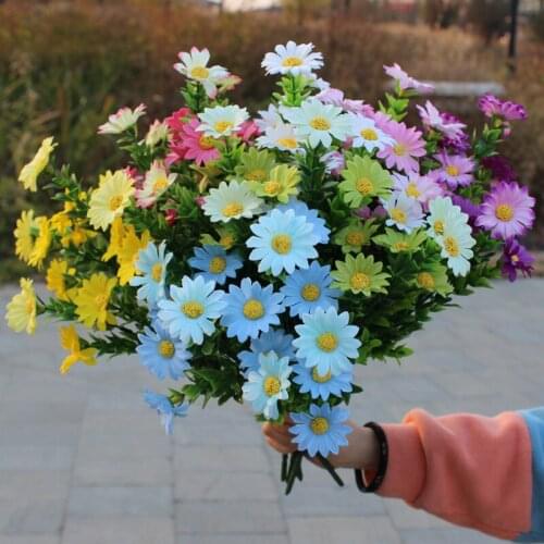 Artificial flowers silk beautiful daisy sun15 heads bouquet home balcony garden DIY party wedding living room decoration flower