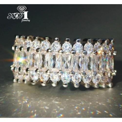 YaYI Fine Jewelry Fashion Princess Claw Set Cut White Cubic Zirconia Silver Color Engagement Wedding Party Leaves Gift Rings