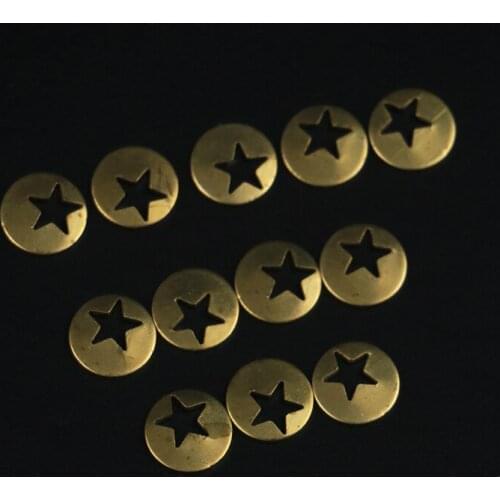 Brass 10*1mm round hollow five-pointed star pendant earrings pendant DIY handmade materials jewelry accessories